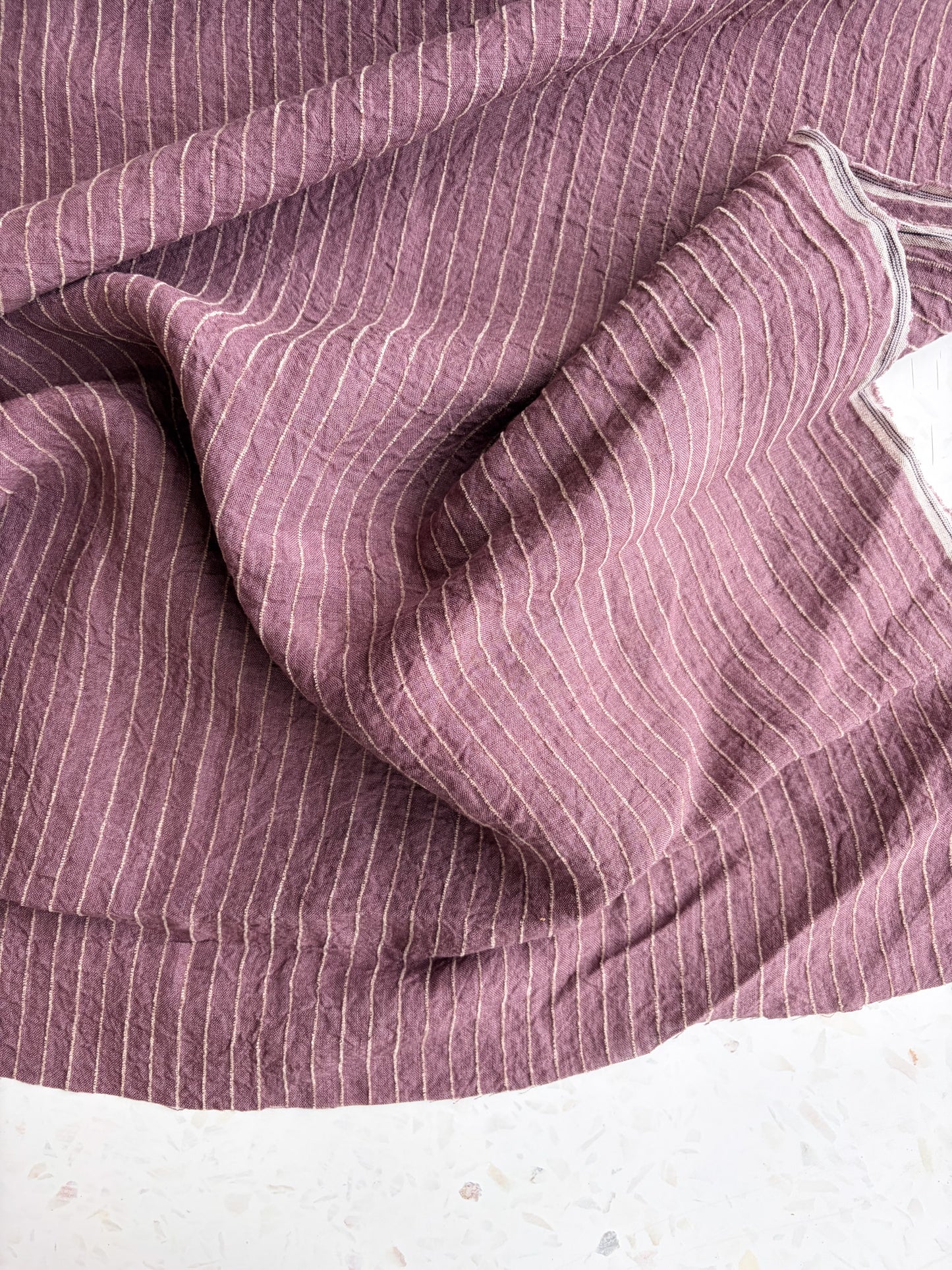 Harbor Stripe Linen/Rayon Blend in Rosewood