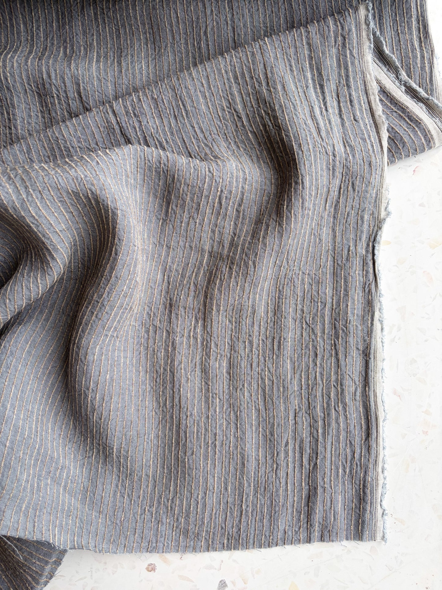 Harbor Stripe Linen/Rayon Blend in Seafoam