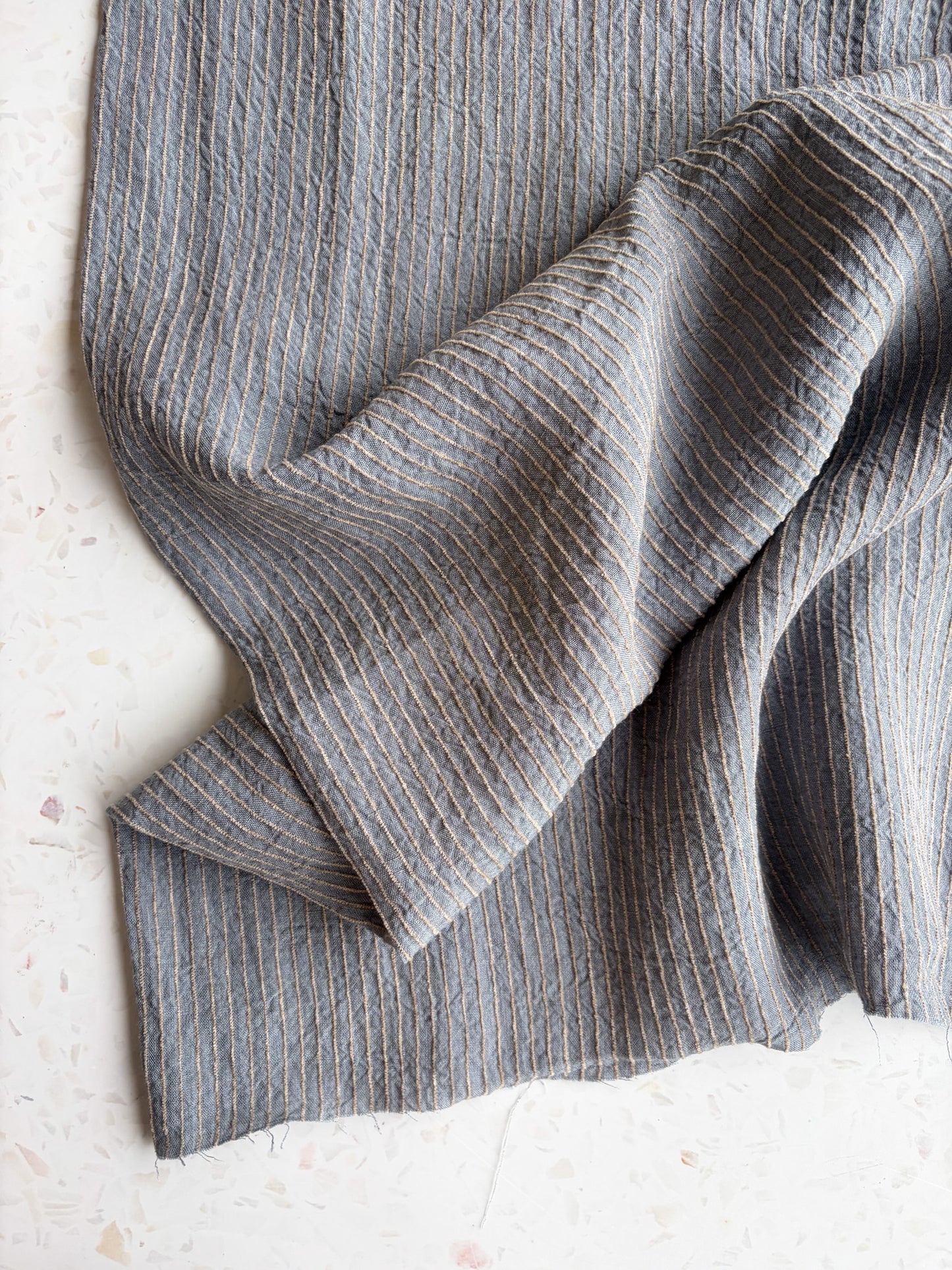 Harbor Stripe Linen/Rayon Blend in Seafoam