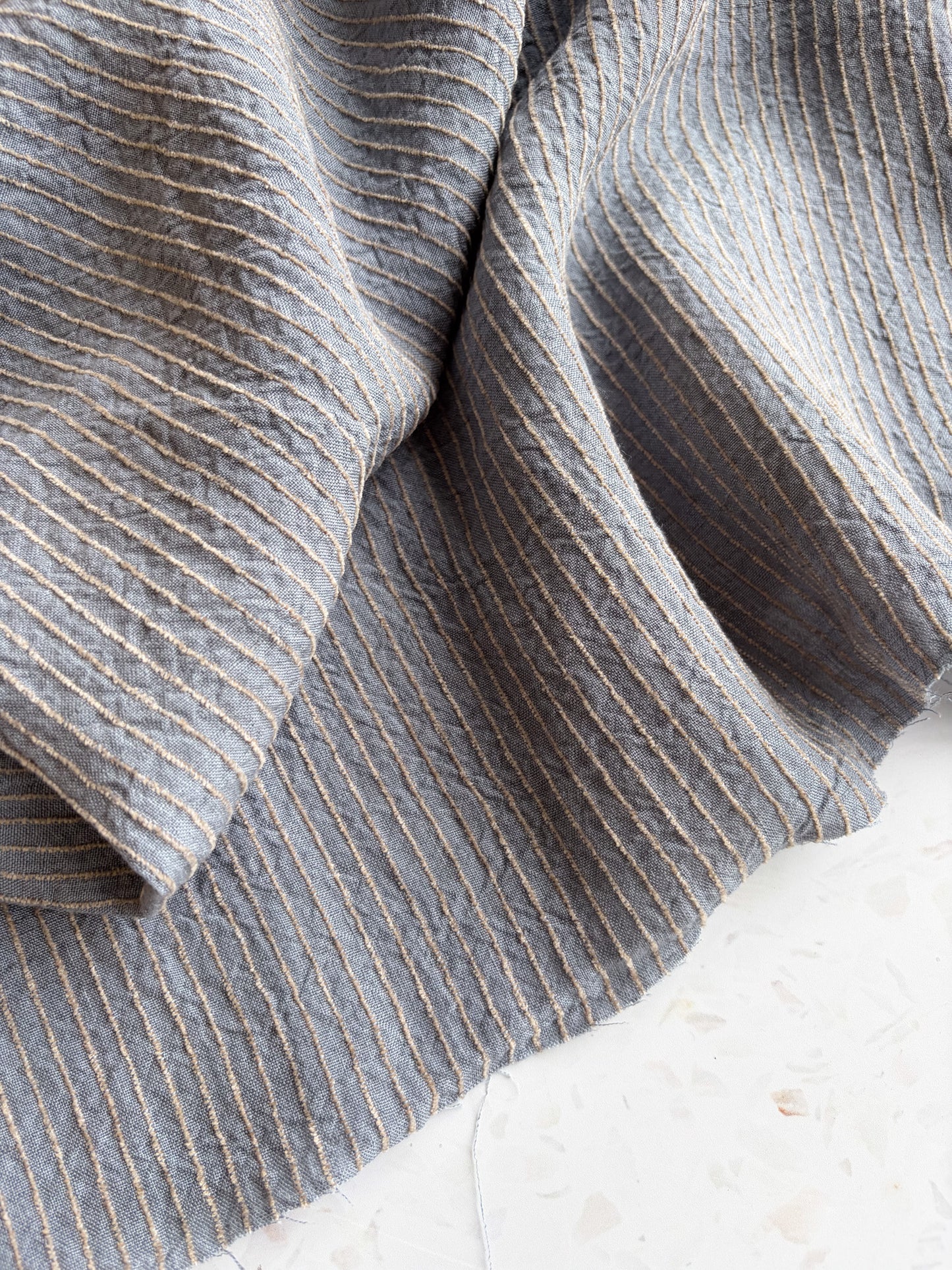 Harbor Stripe Linen/Rayon Blend in Seafoam