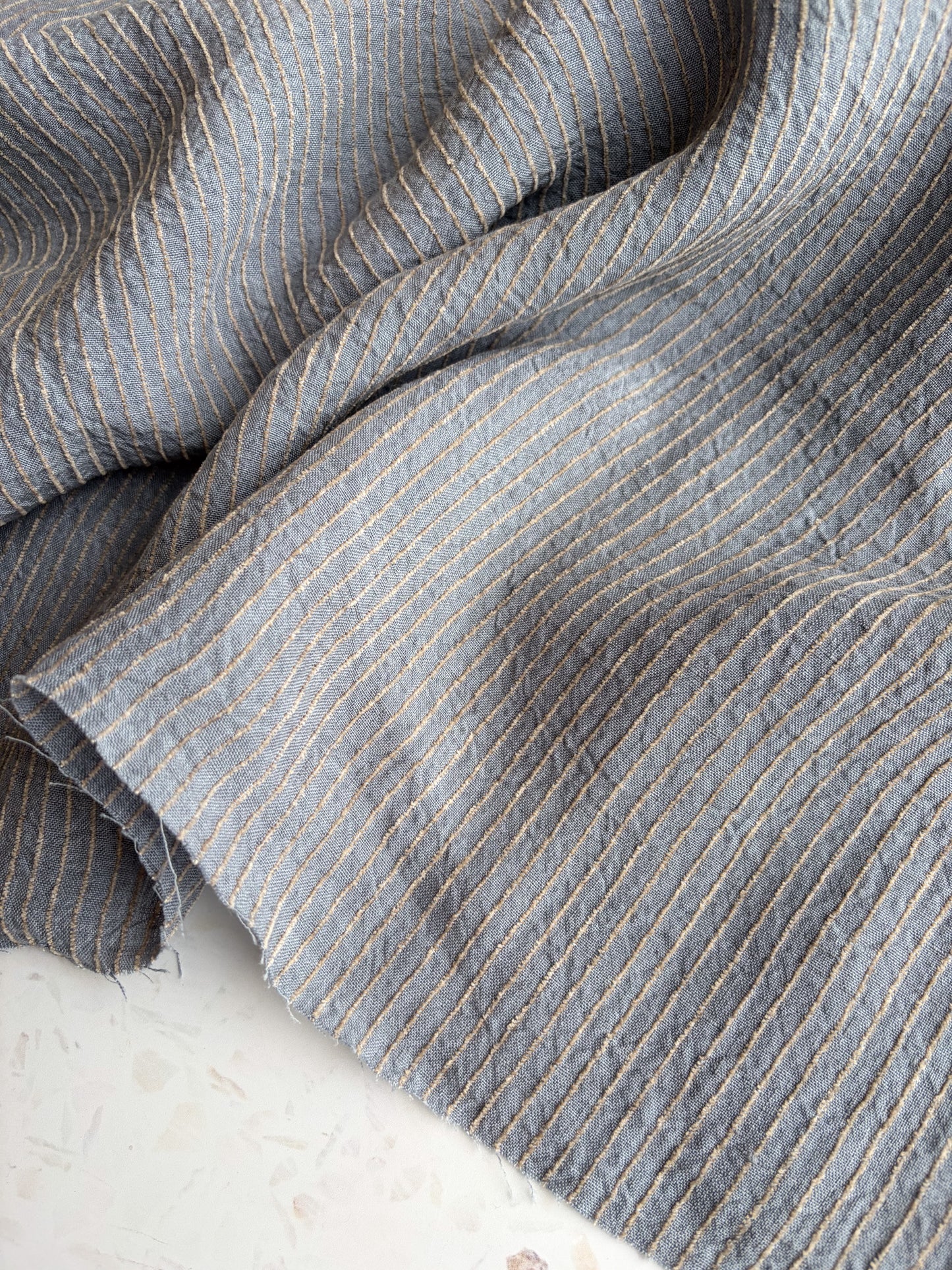 Harbor Stripe Linen/Rayon Blend in Seafoam