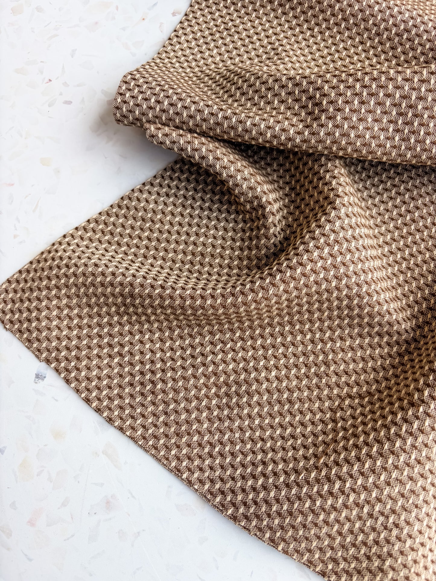 Gathering Cloth Basket Weave Cotton in Coffee Creamer