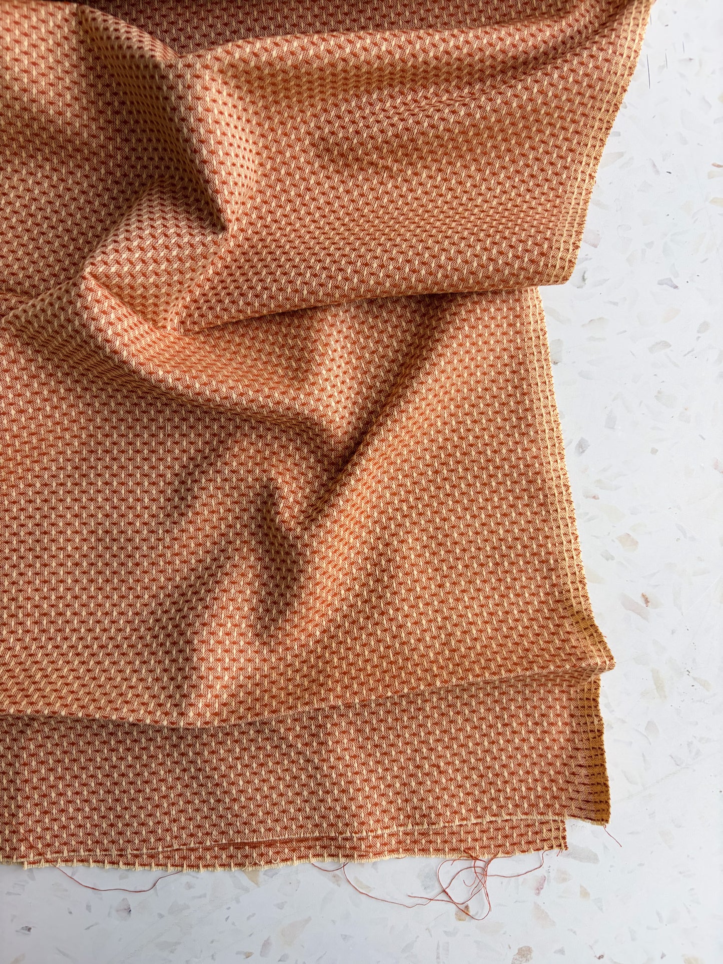 Gathering Cloth Basket Weave Cotton in Creamsicle