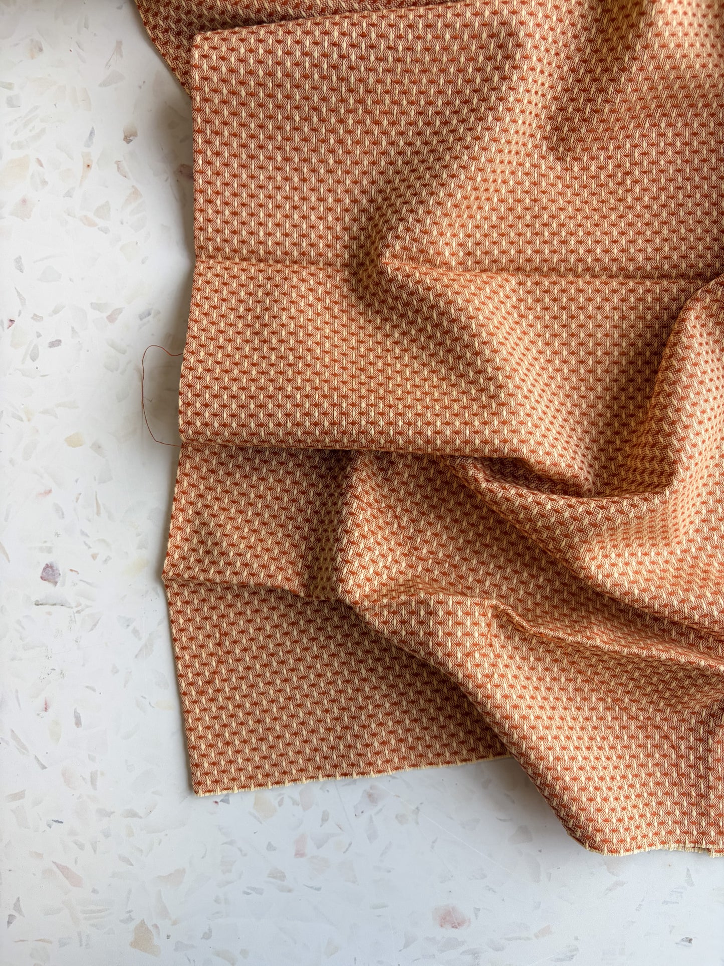 Gathering Cloth Basket Weave Cotton in Creamsicle