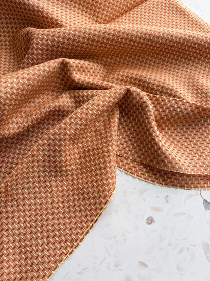 Gathering Cloth Basket Weave Cotton in Creamsicle