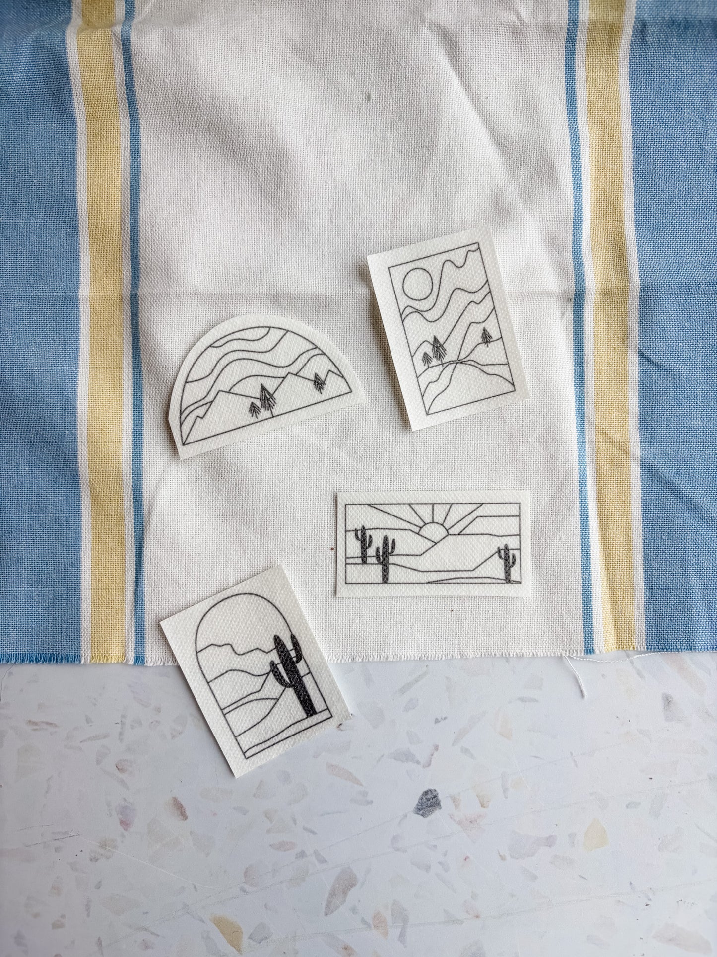 Landscape Hand Embroidery - Peel Stick & Stitch Patterns