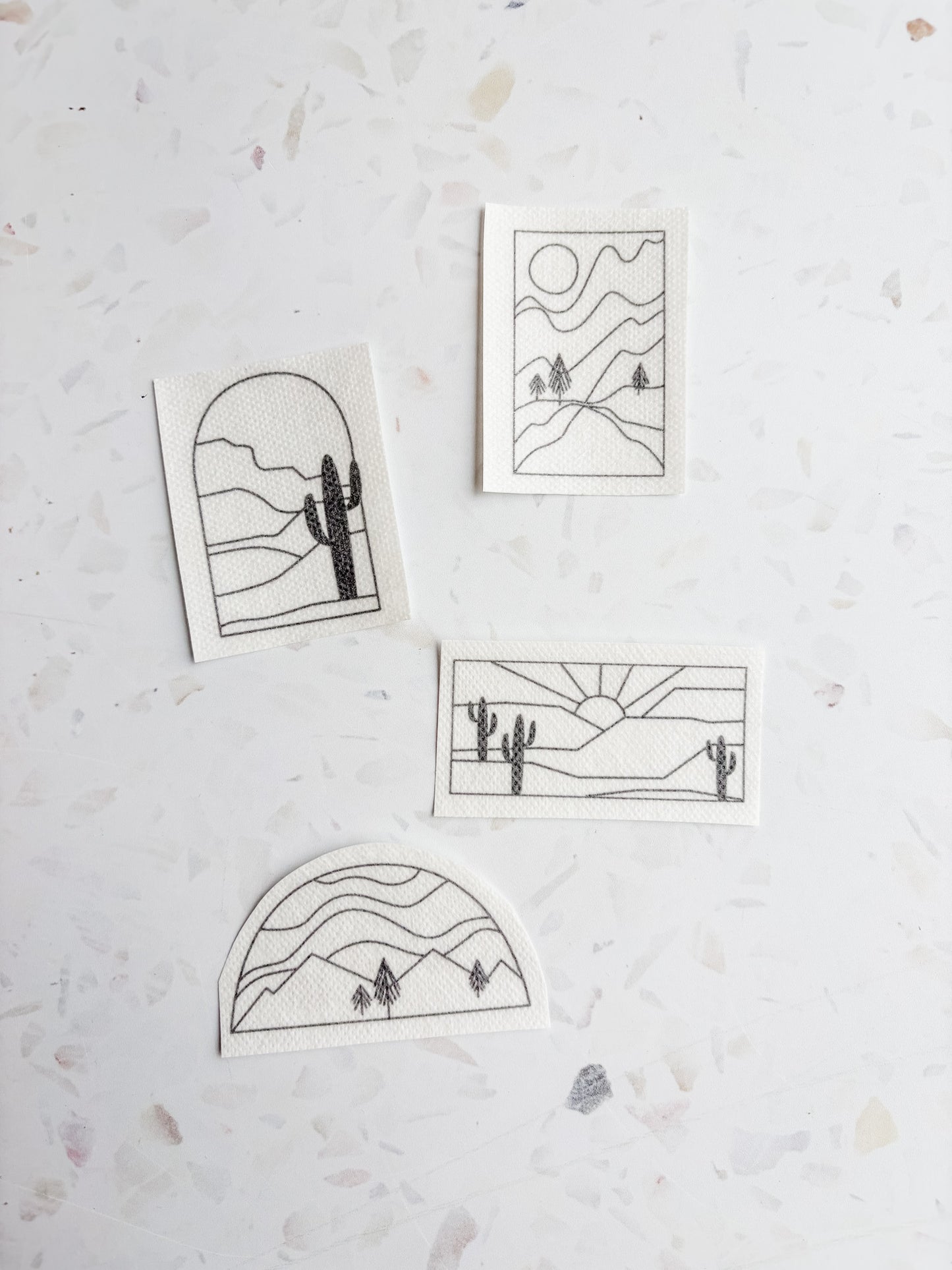 Landscape Hand Embroidery - Peel Stick & Stitch Patterns