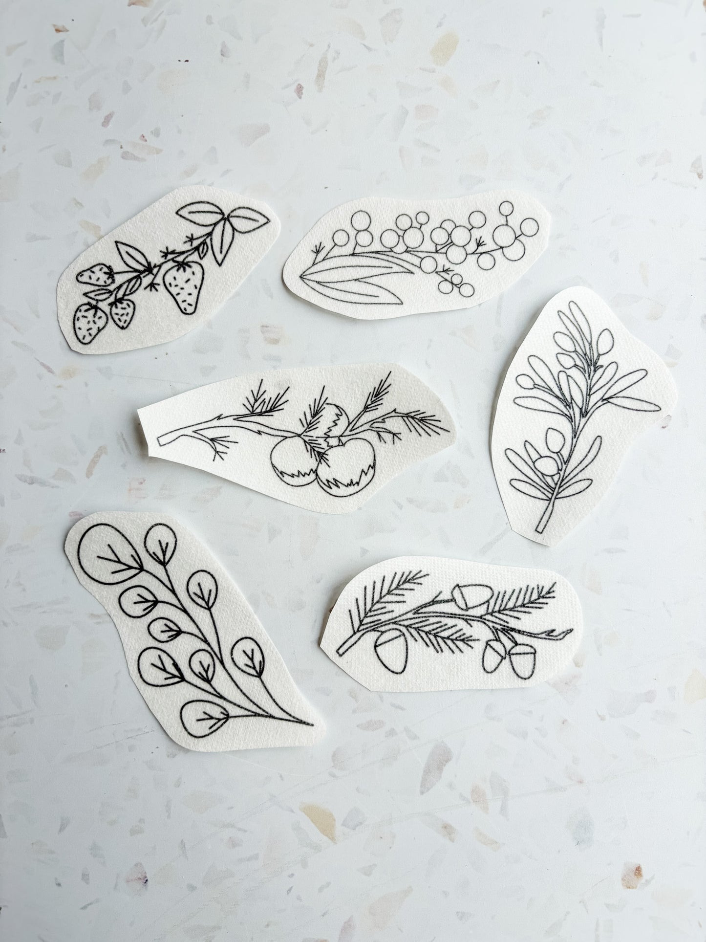 Botanical Branches Embroidery Patterns - Stick and Stitch Fruit and Plant Embroidery