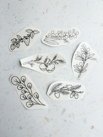 Botanical Branches Embroidery Patterns - Stick and Stitch Fruit and Plant Embroidery