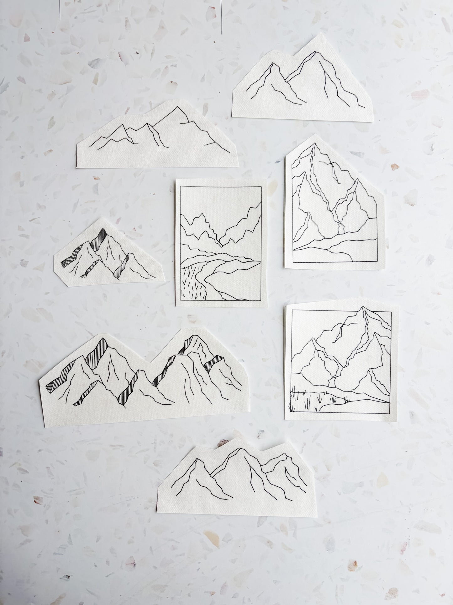 Mountains Hand Embroidery - Peel Stick & Stitch Patterns