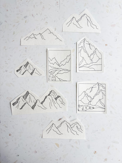 Mountains Hand Embroidery - Peel Stick & Stitch Patterns