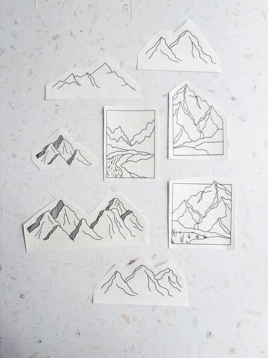 Mountains Hand Embroidery - Peel Stick & Stitch Patterns