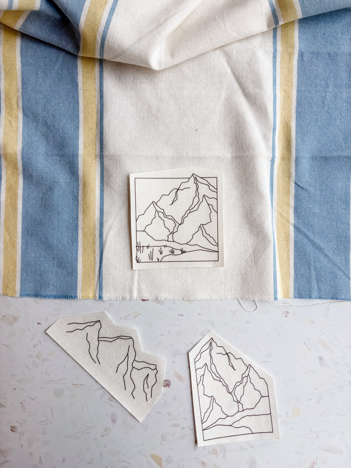 Mountains Hand Embroidery - Peel Stick & Stitch Patterns