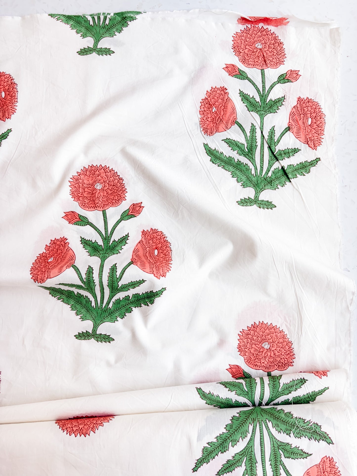 Fableism Block Print Cotton: Boho Floral in Sienna