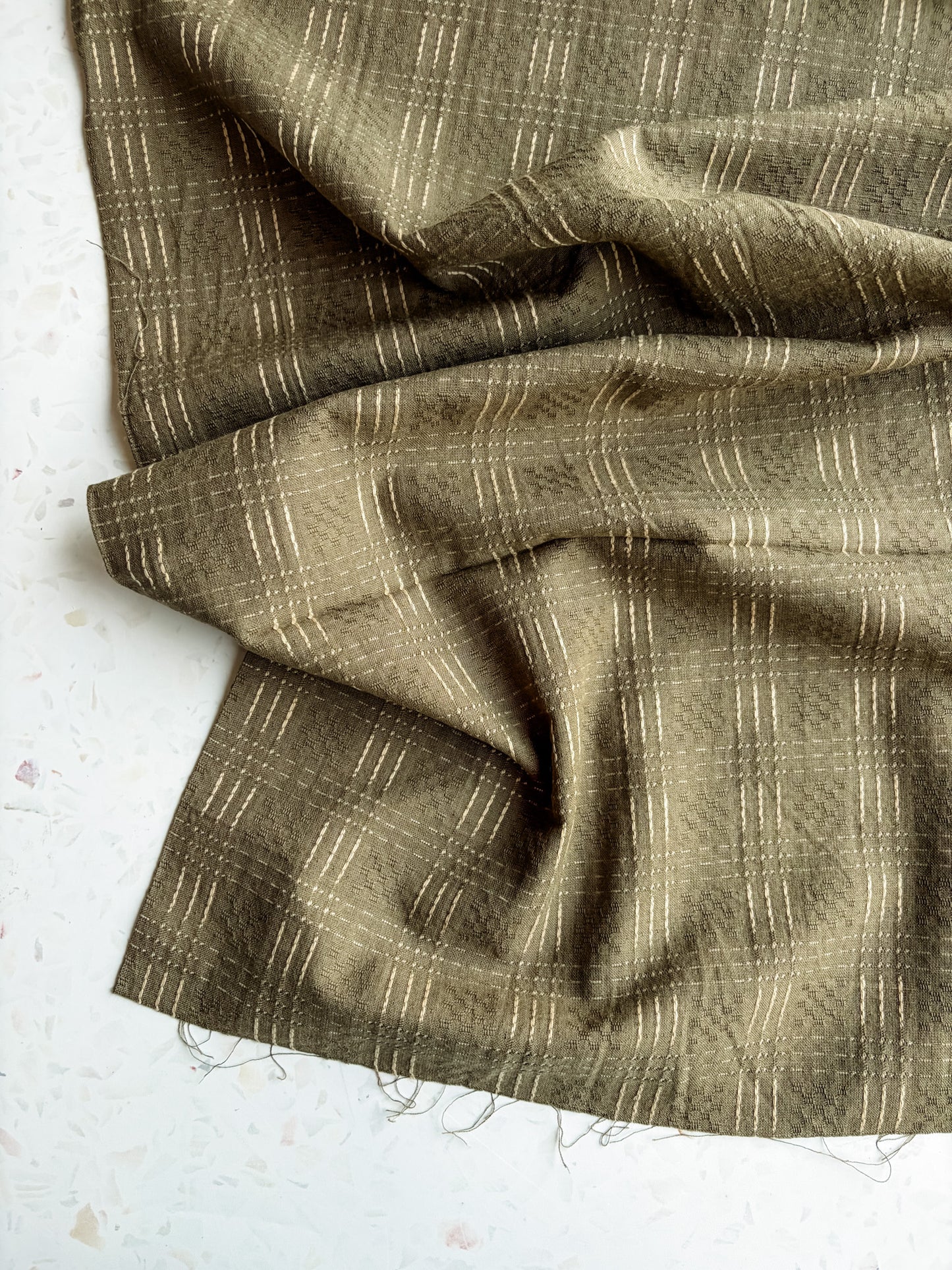 Gathering Cloth Heritage Stitch in Olive Grove
