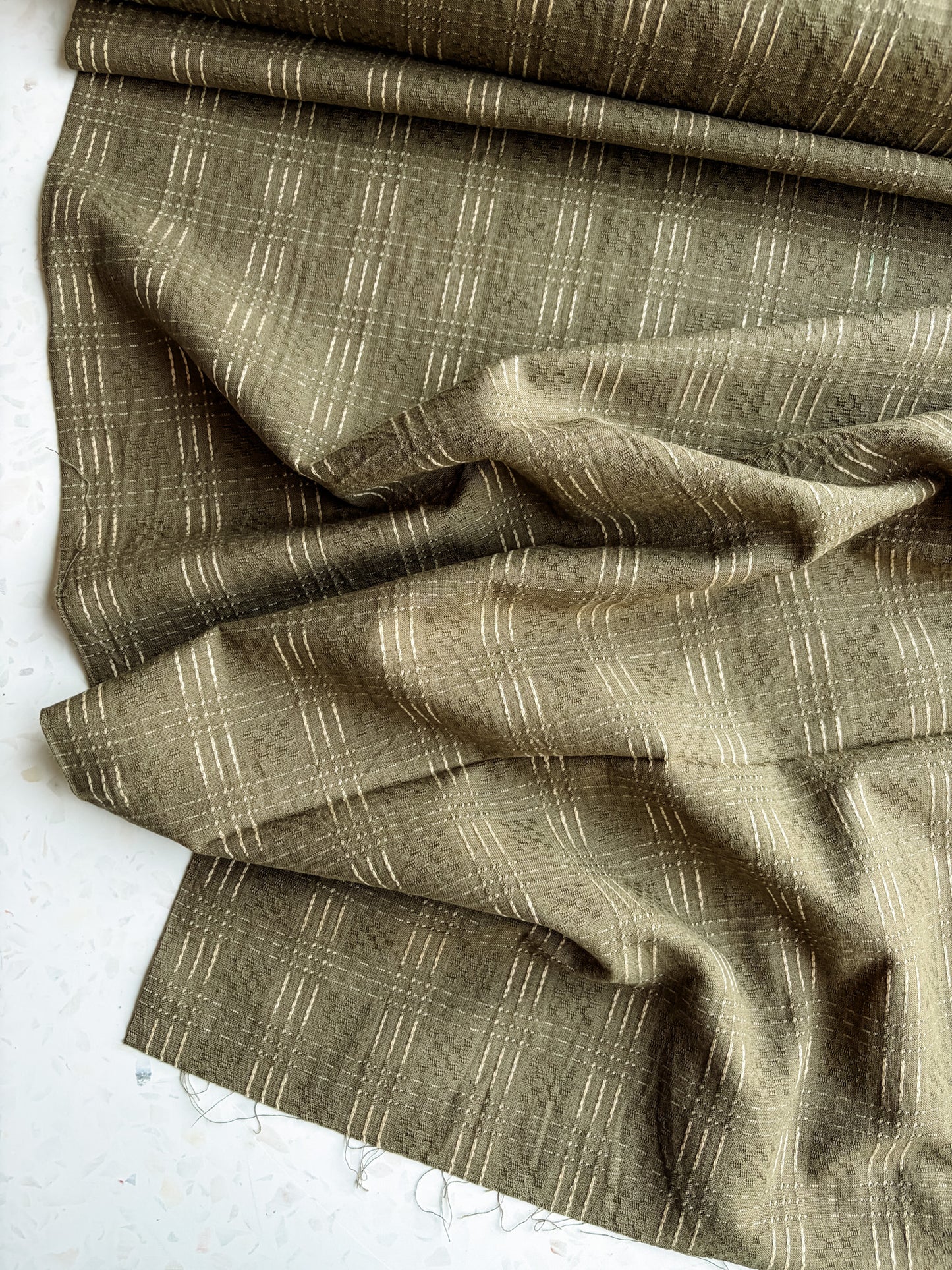 Gathering Cloth Heritage Stitch in Olive Grove