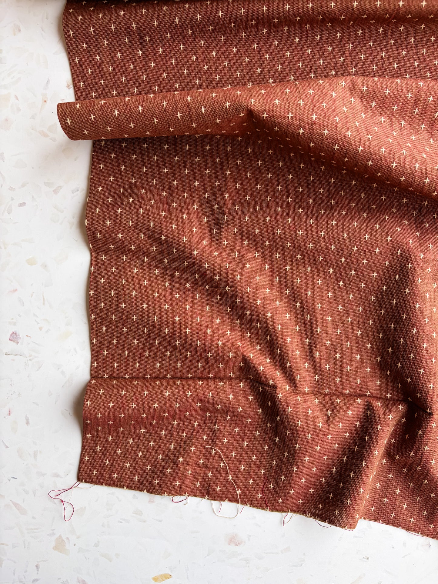 Gathering Cloth Cross Stitch in Russet