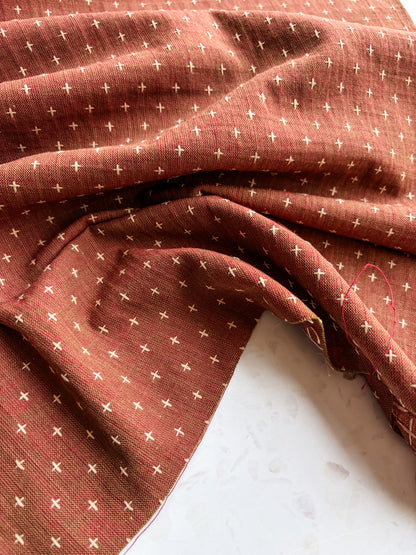 Gathering Cloth Cross Stitch in Russet