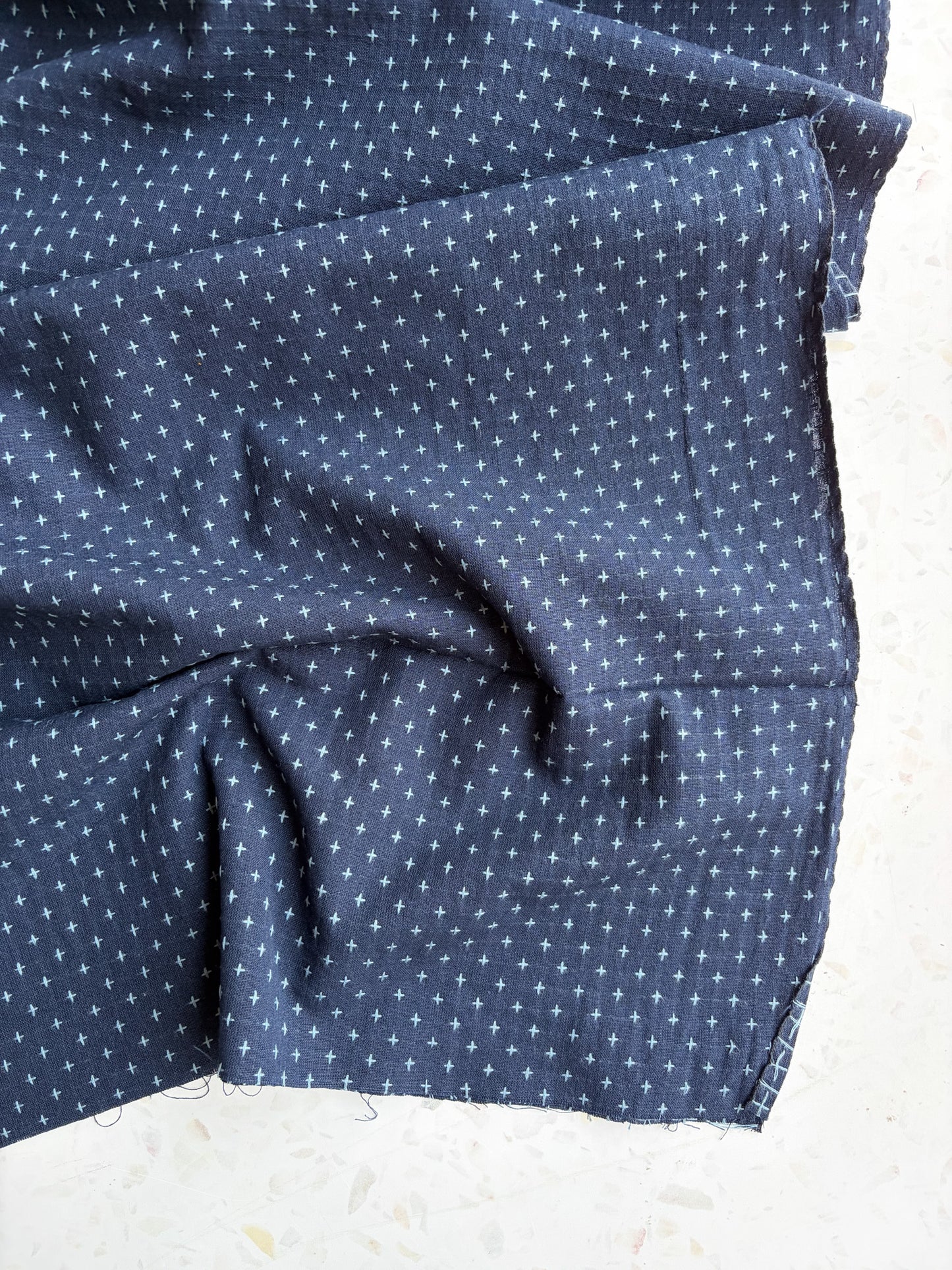 Gathering Cloth Cross Stitch in Indigo
