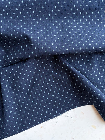 Gathering Cloth Cross Stitch in Indigo
