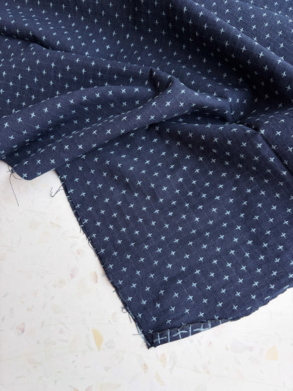 Gathering Cloth Cross Stitch in Indigo