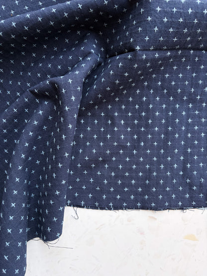 Gathering Cloth Cross Stitch in Indigo