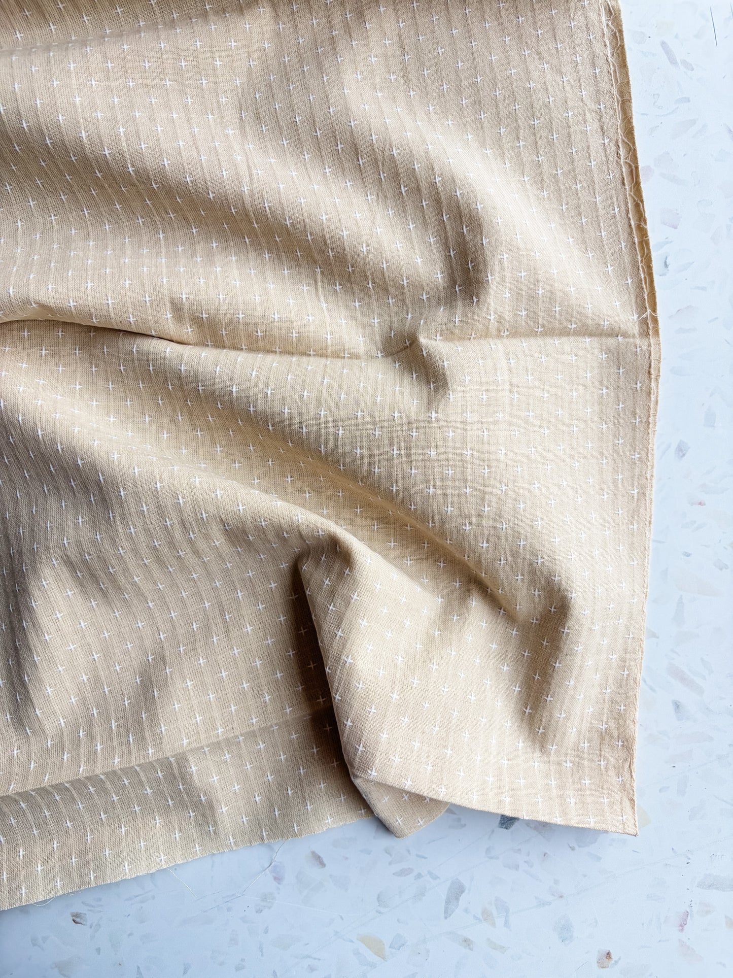 Gathering Cloth Cross Stitch in Dune