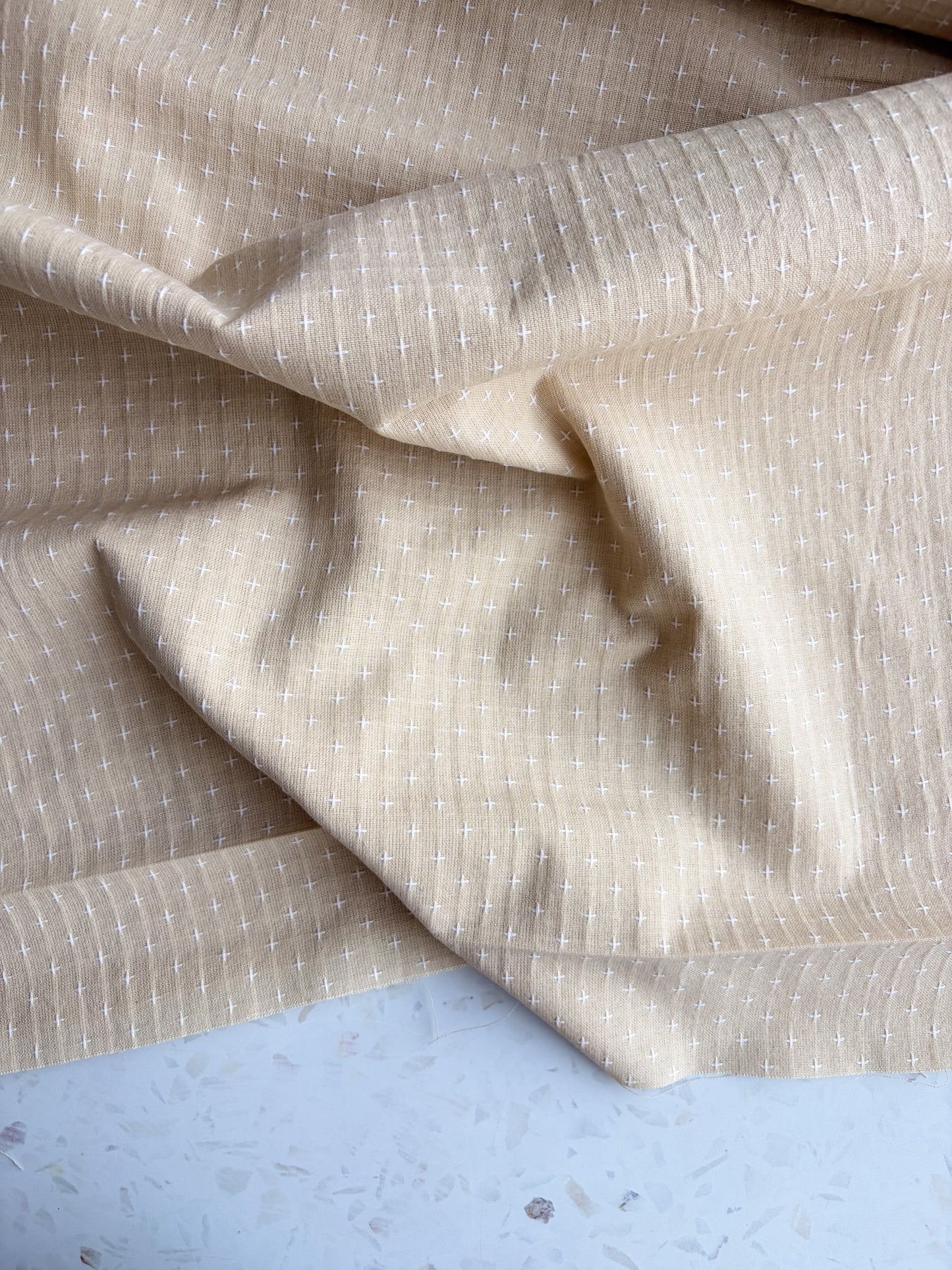 Gathering Cloth Cross Stitch in Dune