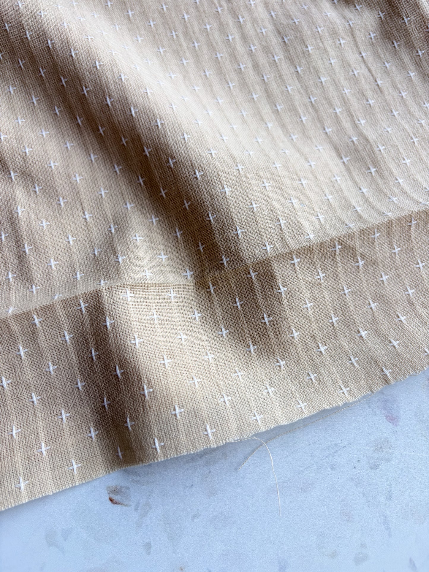 Gathering Cloth Cross Stitch in Dune