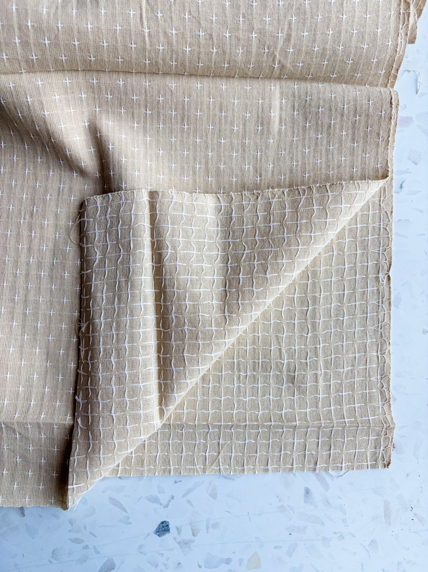 Gathering Cloth Cross Stitch in Dune
