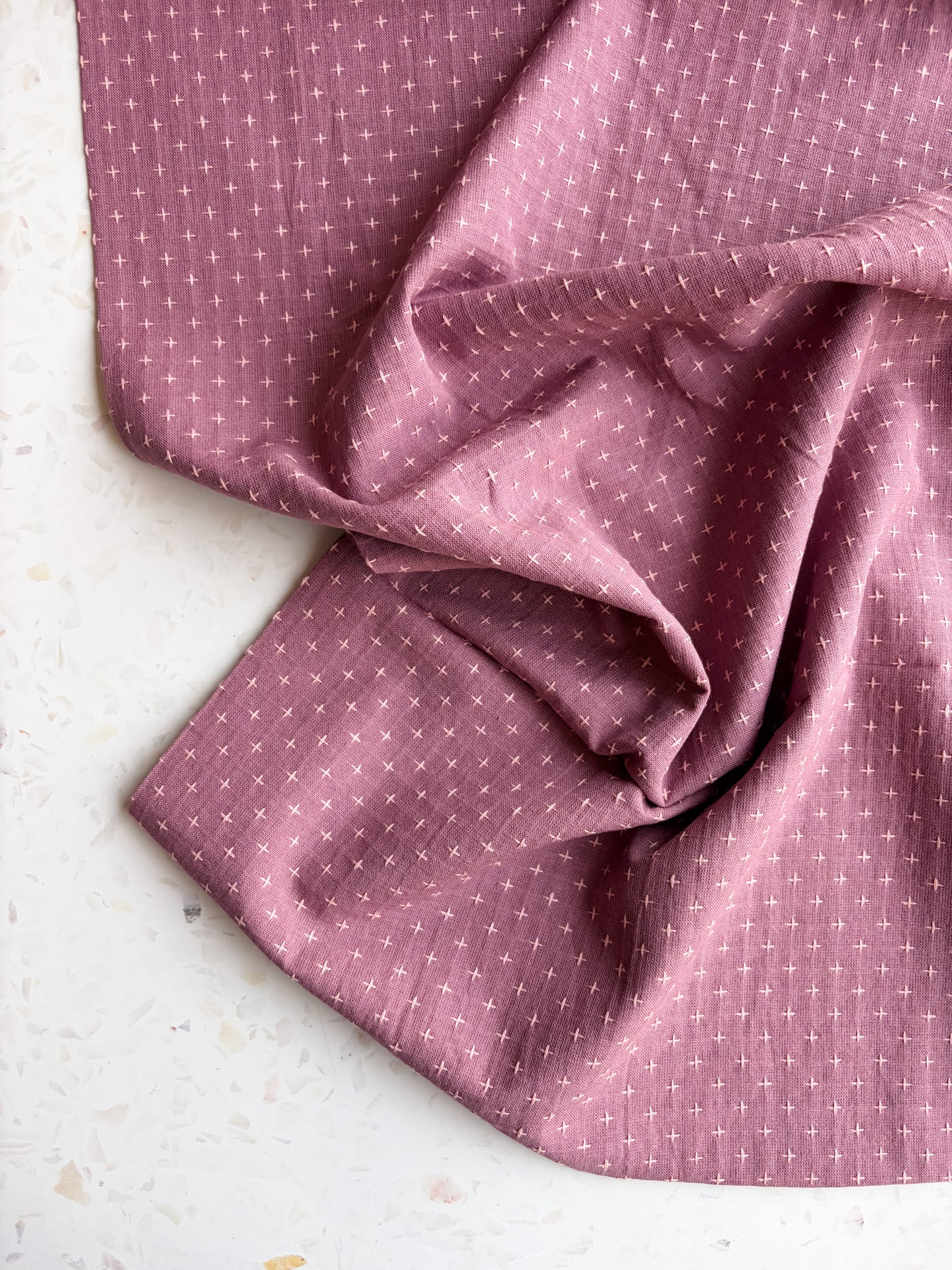 Gathering Cloth Cross Stitch in Thistle