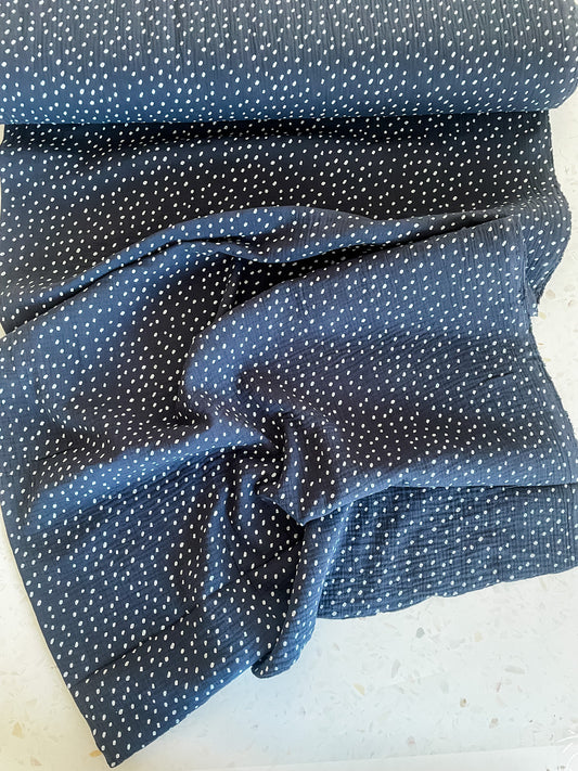 Ditsy Dots Double Gauze – Navy