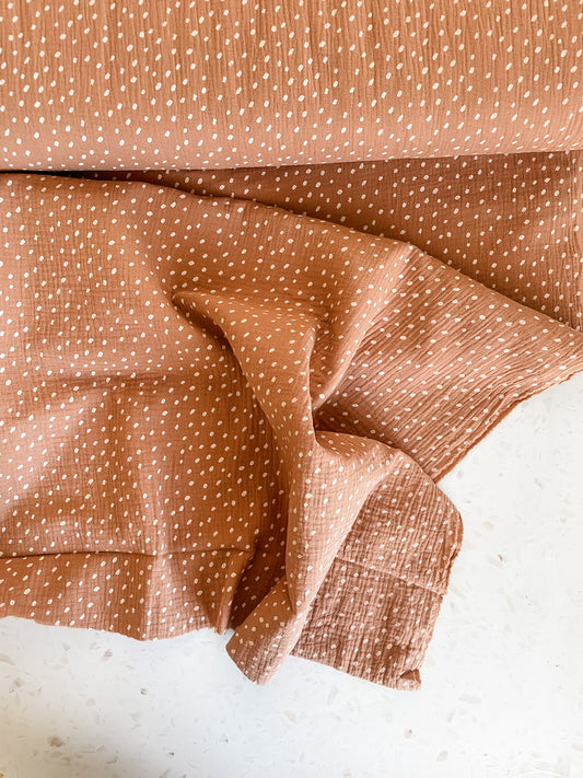 Ditsy Dots Double Gauze – Terracotta