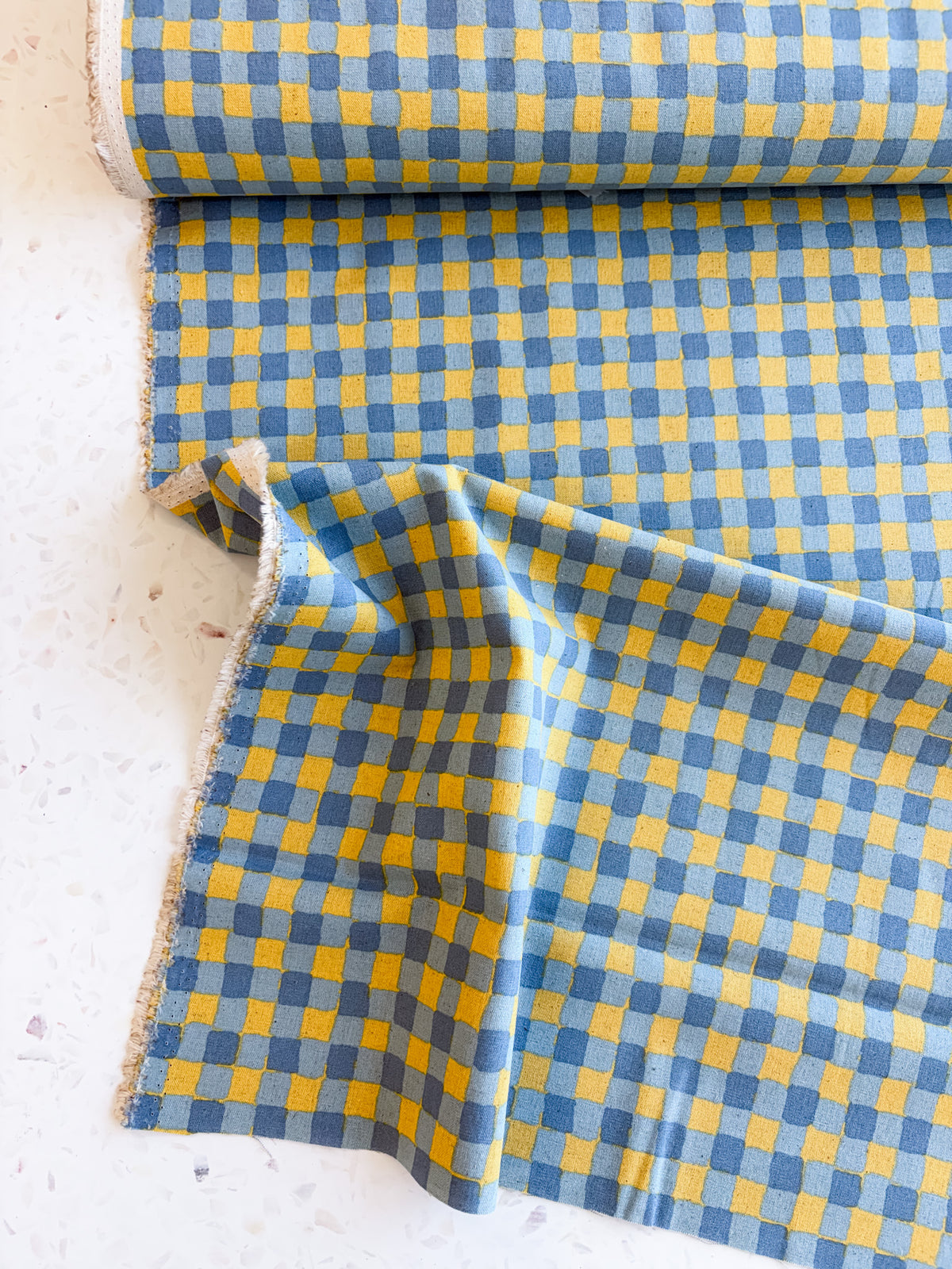 Sevenberry Colorful Sandwich Canvas | Flaffy Check in Blue + Butter
