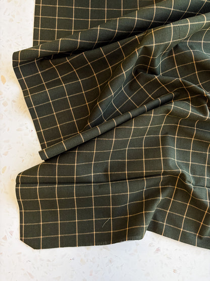 Windowpane Cotton Woven | Hunter Green