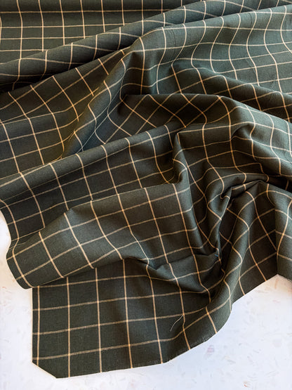 Windowpane Cotton Woven | Hunter Green