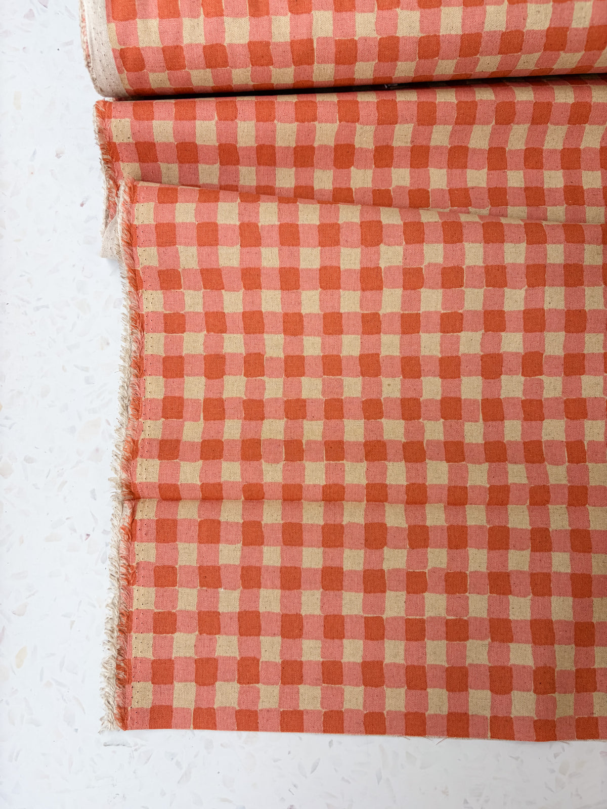 Sevenberry Colorful Sandwich Canvas | Flaffy Check in Milk Tea + Orange