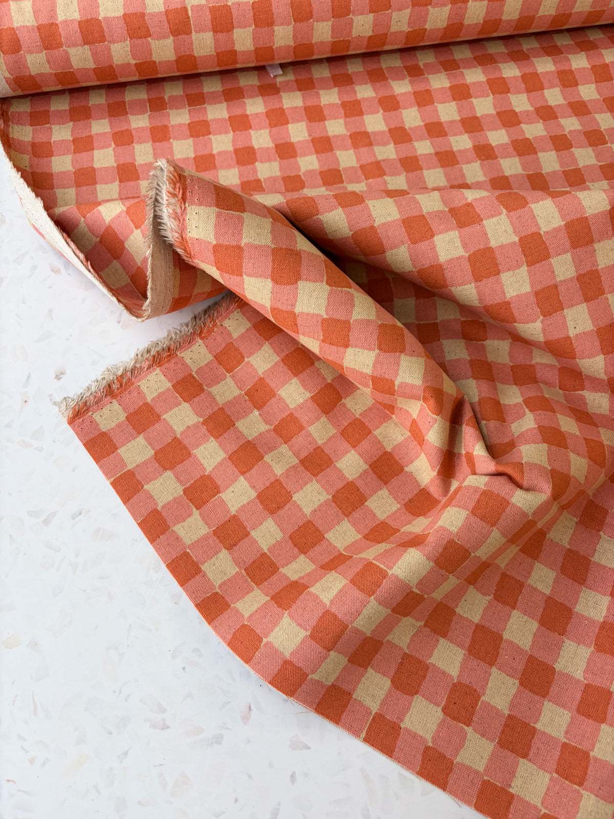 Sevenberry Colorful Sandwich Canvas | Flaffy Check in Milk Tea + Orange