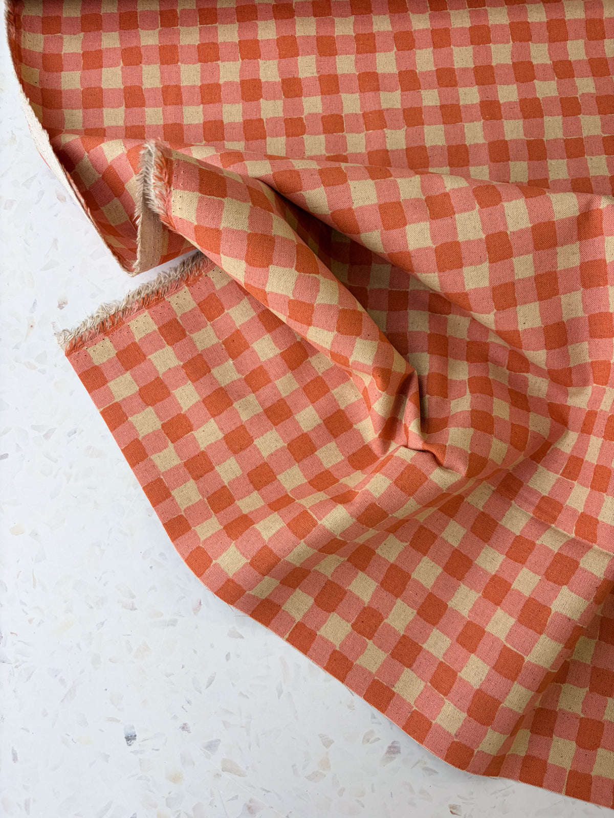 Sevenberry Colorful Sandwich Canvas | Flaffy Check in Milk Tea + Orange