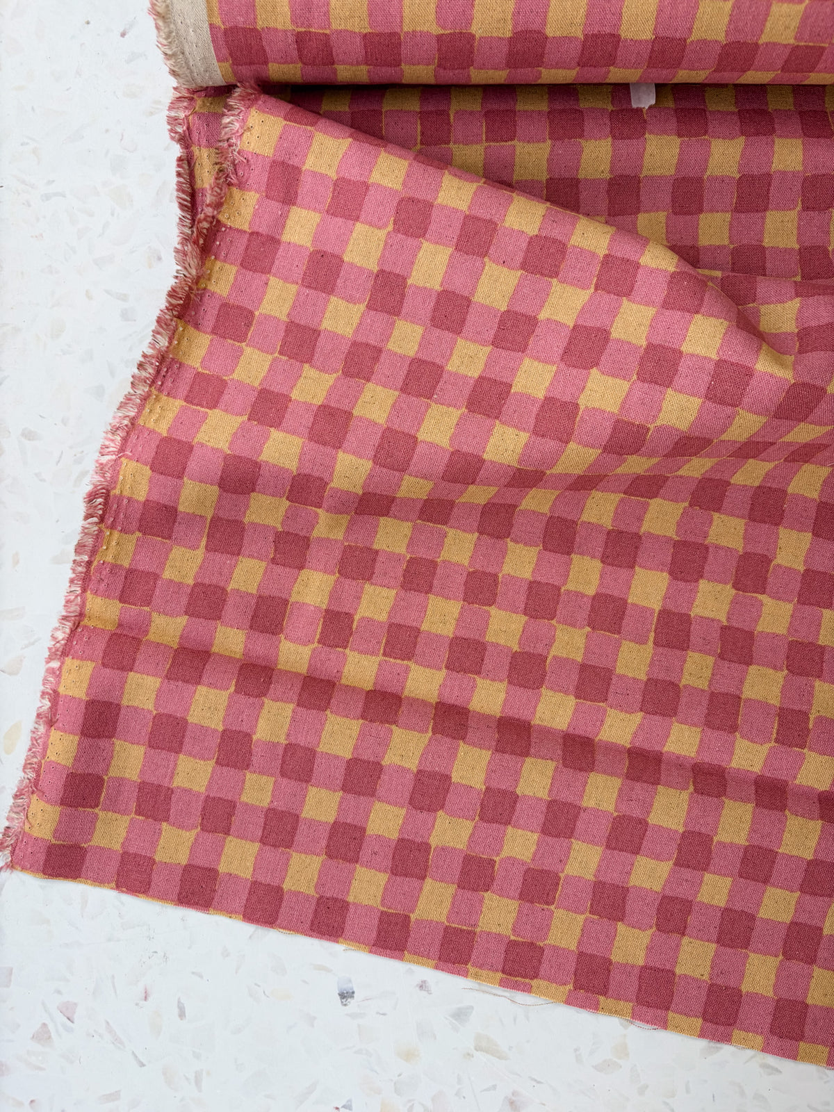 Sevenberry Colorful Sandwich Canvas | Flaffy Check in Cinnamon + Cherry