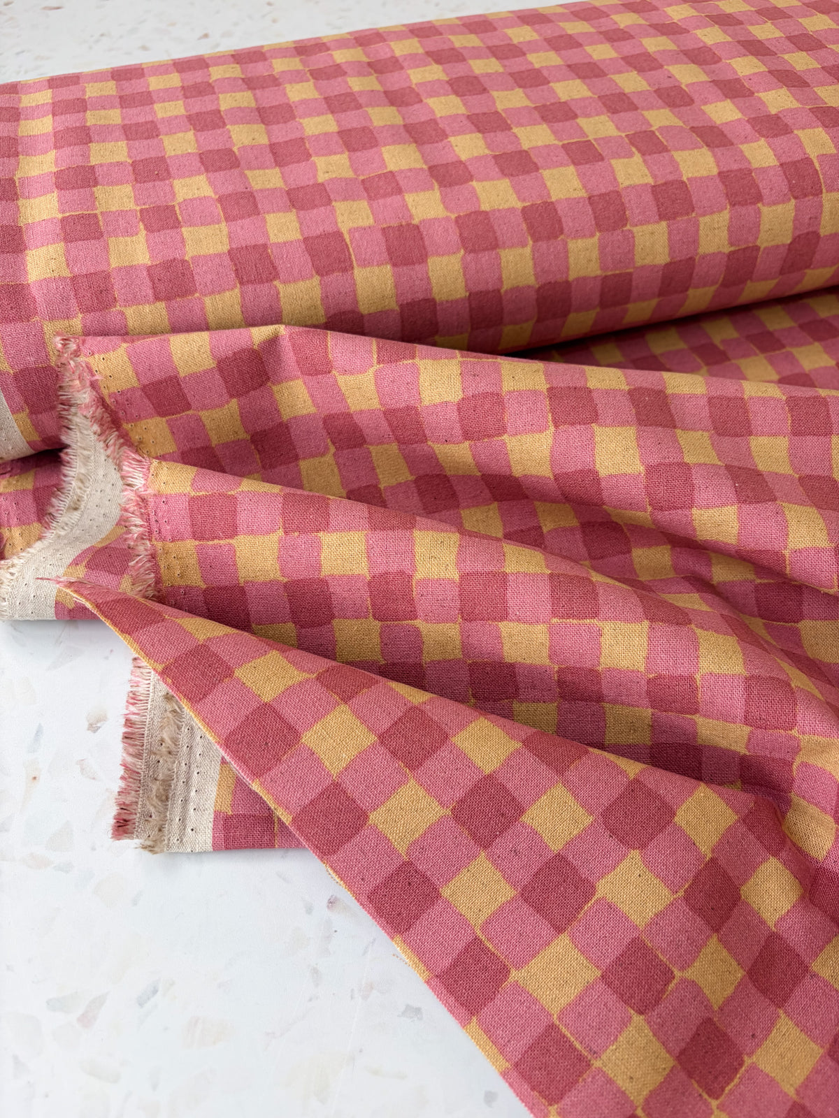 Sevenberry Colorful Sandwich Canvas | Flaffy Check in Cinnamon + Cherry