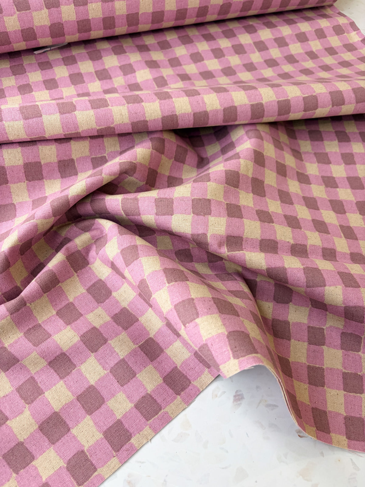 Sevenberry Colorful Sandwich Canvas | Flaffy Check in Cream + Grape