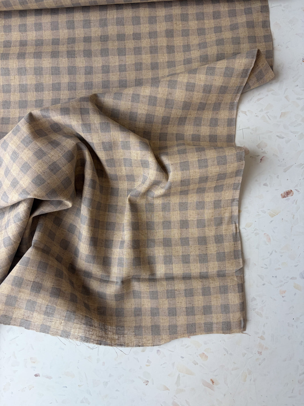 KOKKA Linen Cotton Gingham | Natural & Gray