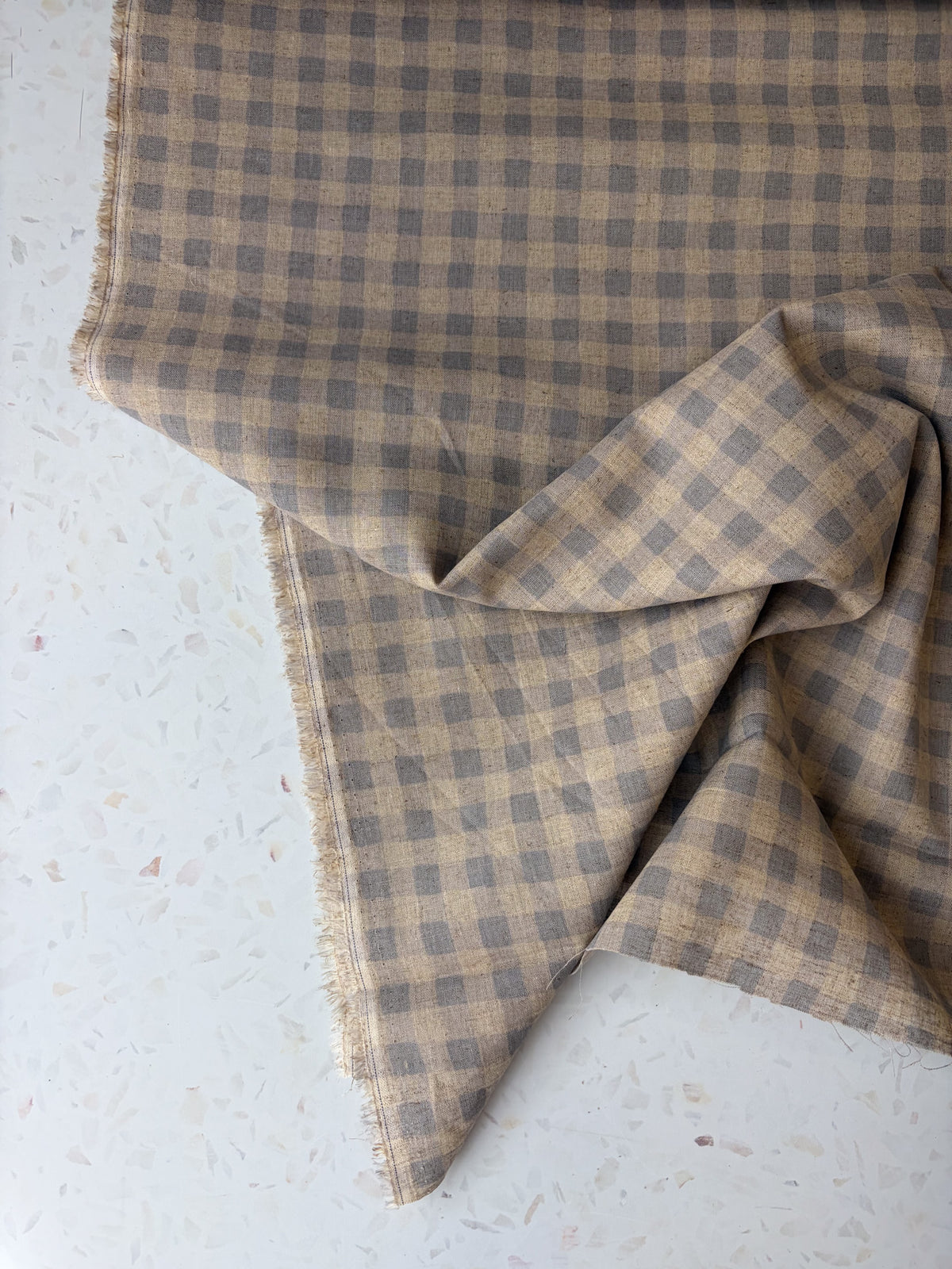 KOKKA Linen Cotton Gingham | Natural & Gray