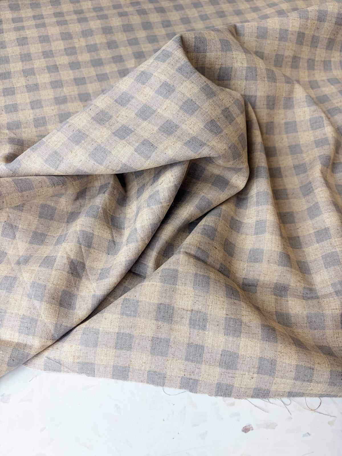 KOKKA Linen Cotton Gingham | Natural & Gray