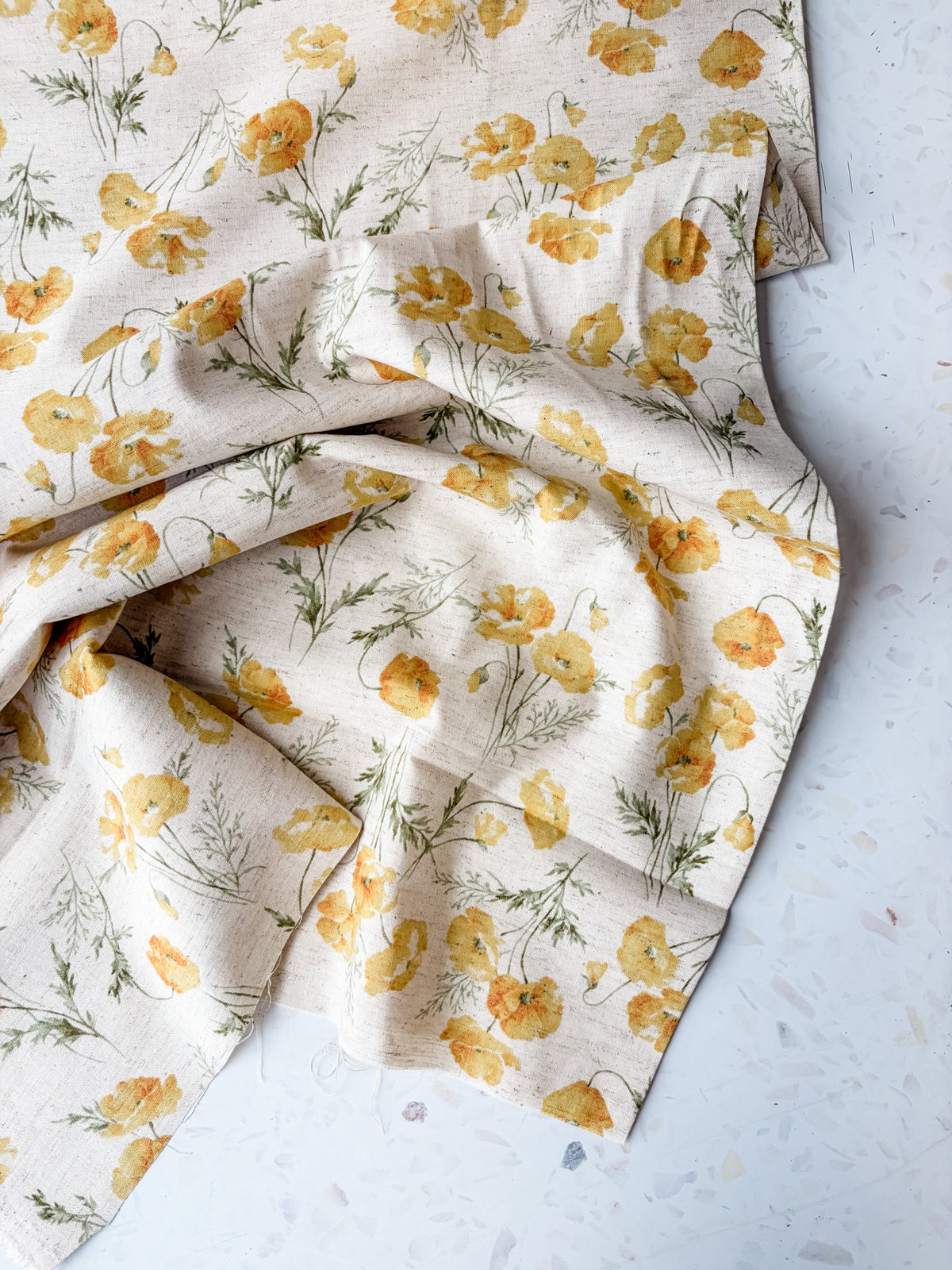 KOKKA Heirloom Floral Cotton Linen | Golden Poppy