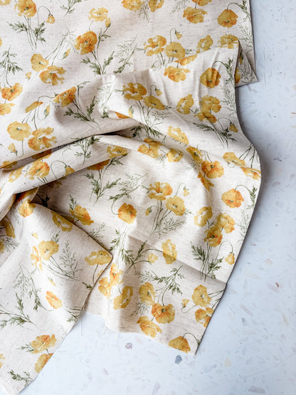 KOKKA Heirloom Floral Cotton Linen | Golden Poppy