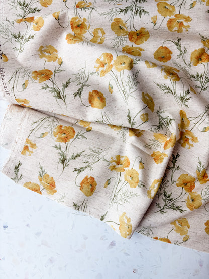 KOKKA Heirloom Floral Cotton Linen | Golden Poppy