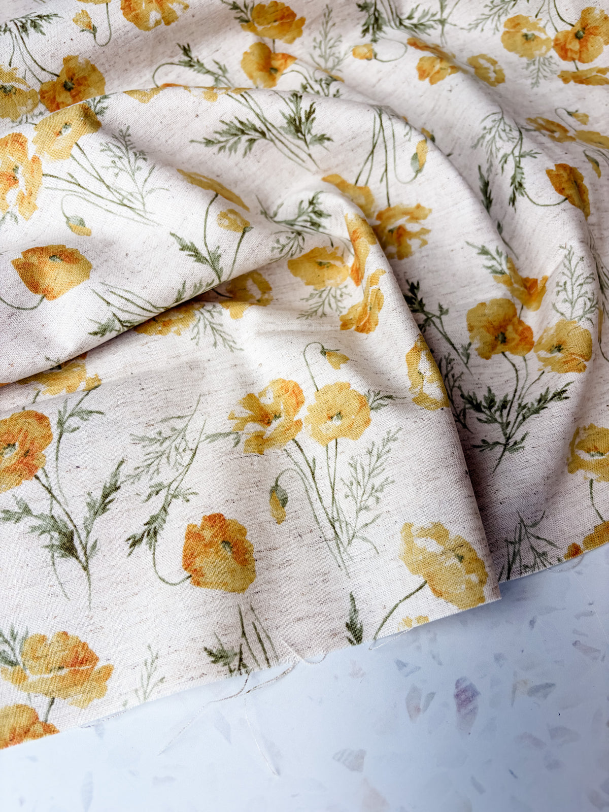 KOKKA Heirloom Floral Cotton Linen | Golden Poppy
