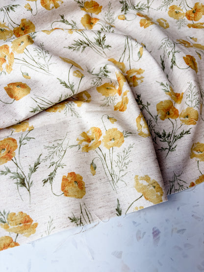 KOKKA Heirloom Floral Cotton Linen | Golden Poppy